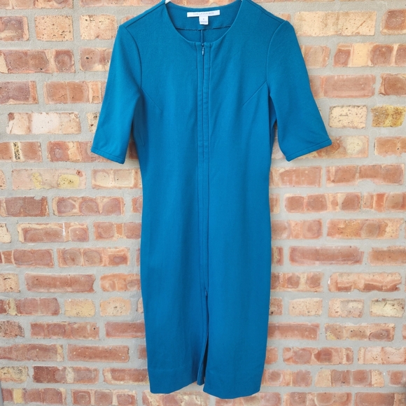 DVF Diane Von Furstenberg Teal Blue Saturn Stretch Jersey Dress Size 10 - Picture 3 of 11